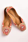 Shop_Swati Vijaivargie_Red Silk Handcrafted Juttis _at_Aza_Fashions