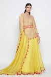 Buy_Swati Vijaivargie_Yellow Silk Embroidered Kurta Lehenga Set _at_Aza_Fashions