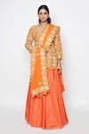 Buy_Swati Vijaivargie_Orange Silk Embroidered Kurta Lehenga Set _Online_at_Aza_Fashions