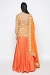 Shop_Swati Vijaivargie_Orange Silk Embroidered Kurta Lehenga Set _at_Aza_Fashions