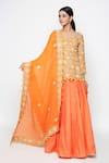 Swati Vijaivargie_Orange Silk Embroidered Kurta Lehenga Set _Online_at_Aza_Fashions