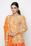 Shop_Swati Vijaivargie_Orange Silk Embroidered Kurta Lehenga Set _Online_at_Aza_Fashions