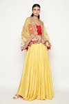 Swati Vijaivargie_Yellow Modal Tussar Embroidered Jacket Lehenga Set _Online_at_Aza_Fashions