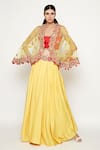 Buy_Swati Vijaivargie_Yellow Modal Tussar Embroidered Jacket Lehenga Set _Online_at_Aza_Fashions