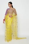 Buy_Swati Vijaivargie_Yellow Organza Embroidered Silk Saree _at_Aza_Fashions