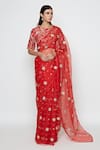 Buy_Swati Vijaivargie_Red Silk Embroidered Organza Saree With Blouse _at_Aza_Fashions