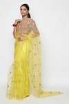 Swati Vijaivargie_Yellow Organza Embroidered Silk Saree _Online_at_Aza_Fashions