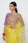 Shop_Swati Vijaivargie_Yellow Organza Embroidered Silk Saree _Online_at_Aza_Fashions