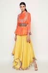 Buy_Swati Vijaivargie_Orange Silk Embroidered Jacket With Chanderi Tuni _Online_at_Aza_Fashions