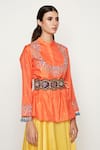 Swati Vijaivargie_Orange Silk Embroidered Jacket With Chanderi Tuni _at_Aza_Fashions