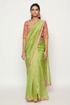 Buy_Swati Vijaivargie_Green Silk Embroidered Chanderi Saree _at_Aza_Fashions