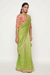 Swati Vijaivargie_Green Silk Embroidered Chanderi Saree _Online_at_Aza_Fashions