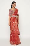 Buy_Swati Vijaivargie_Red Silk Embroidered Chanderi Saree _at_Aza_Fashions