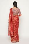 Shop_Swati Vijaivargie_Red Silk Embroidered Chanderi Saree _at_Aza_Fashions