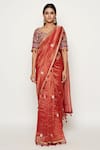 Swati Vijaivargie_Red Silk Embroidered Chanderi Saree _Online_at_Aza_Fashions