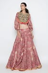 Swati Vijaivargie_Pink Linen Satin Printed Lehenga Set _Online_at_Aza_Fashions