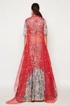 Shop_Swati Vijaivargie_Grey Linen Satin Embroidered Cape Lehenga Set_at_Aza_Fashions