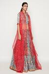 Swati Vijaivargie_Grey Linen Satin Embroidered Cape Lehenga Set_Online_at_Aza_Fashions