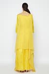 Shop_Swati Vijaivargie_Yellow Silk Dress With Embroidered Cape _at_Aza_Fashions