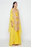 Swati Vijaivargie_Yellow Silk Dress With Embroidered Cape _Online_at_Aza_Fashions
