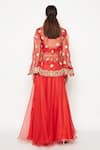 Shop_Swati Vijaivargie_Red Silk Embroidered Jacket Lehenga Set _at_Aza_Fashions