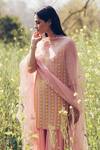 Buy_Madzin_Pink Kurta And Pant Georgette Dupatta Hand Embroidered Sharara Set _at_Aza_Fashions