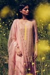 Buy_Madzin_Pink Kurta And Pant Georgette Dupatta Hand Embroidered Sharara Set _Online_at_Aza_Fashions