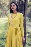 Madzin_Yellow Round Hand Embroidered Angrakha With Churidar _Online_at_Aza_Fashions