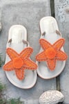 Shop_SANDALWALI_Orange Lucy Beaded Starfish Sandals _at_Aza_Fashions