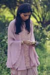 Shop_Madzin_Pink Kurta Georgette + Chiffon Pant Hand Embroidered And Dhoti _at_Aza_Fashions