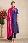 Buy_Bhusattva_Blue Organic Silk Oversize Collar Kurta With Jacket  _Online_at_Aza_Fashions