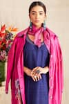 Bhusattva_Blue Organic Silk Oversize Collar Kurta With Jacket  _at_Aza_Fashions
