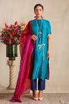 Buy_Bhusattva_Blue Kurta Organic Silk Round Set  _at_Aza_Fashions