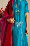 Shop_Bhusattva_Blue Kurta Organic Silk Round Set  _Online_at_Aza_Fashions