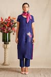 Buy Bhusattva Blue Kurta Organic Silk Round And Pant Set at Aza Fashions Buy_Bhusattva_Blue Kurta Organic Silk Round And Pant Set _at_Aza_Fashions