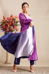 Shop_Bhusattva_Purple Organic Silk Oversize Collar Angrakha Jacket With Inner  _at_Aza_Fashions