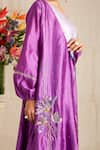 Bhusattva_Purple Organic Silk Oversize Collar Angrakha Jacket With Inner  _at_Aza_Fashions