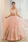 Buy_Madzin_Pink Silk Lining Shantoon Scoop Neck Lehenga Set _at_Aza_Fashions