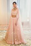 Shop_Madzin_Pink Silk Lining Shantoon Scoop Neck Lehenga Set _at_Aza_Fashions