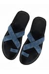 Buy_Sko_Blue Synthetic Cross Strap Toe Ring Slippers_at_Aza_Fashions