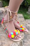 Buy_Sandalwali_Multi Color -poms, Tassels Lace Up Sandals_at_Aza_Fashions