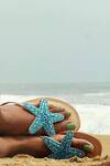 Sandalwali_Blue Beads Embroidered Starfish Sandals _Online_at_Aza_Fashions