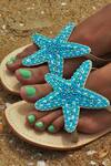 Buy_Sandalwali_Blue Beads Embroidered Starfish Sandals _Online_at_Aza_Fashions