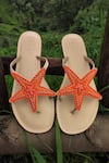 Shop_SANDALWALI_Orange Embroidered Bead Sandals _at_Aza_Fashions