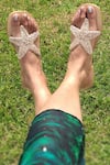 Buy_Sandalwali_Gold Embroidery Bead Starfish Sandals _at_Aza_Fashions