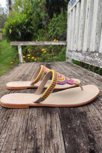 Buy_Sandalwali_Multi Color Embroidery Bead Sandals _Online_at_Aza_Fashions