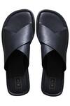 Shop_SANDALWALI_Black Handmade George Strap Sliders  _at_Aza_Fashions