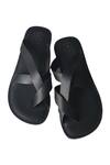 Shop_SANDALWALI_Black Handmade Marco Toe-loop Sandals _at_Aza_Fashions