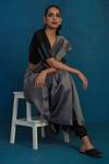 Charkhee_Grey Chanderi Saree With Blouse _Online_at_Aza_Fashions
