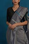 Shop_Charkhee_Grey Chanderi Saree With Blouse _Online_at_Aza_Fashions